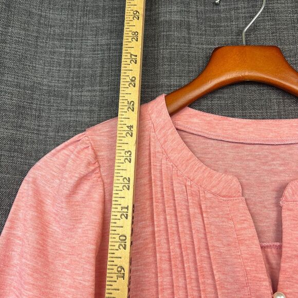 NWT LUYAA Pink Salmon Short Sleeve Blouse 5 Button Sz Small - Picture 3 of 8